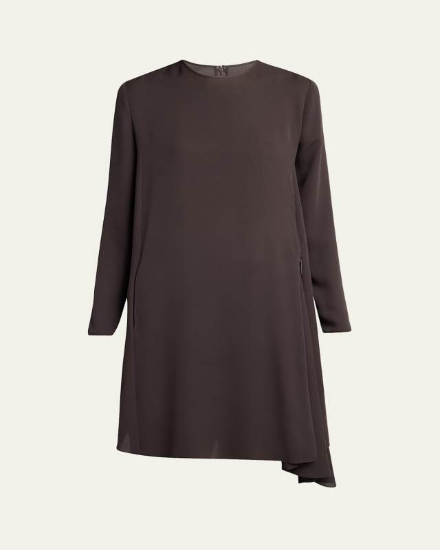 Silk Georgette Draped Tunic Dress